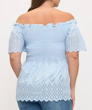 Load image into Gallery viewer, Off shoulder eyelet top
