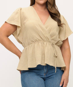 Solid flutter sleeve top