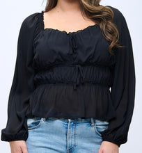 Load image into Gallery viewer, Ruched peasant blouse
