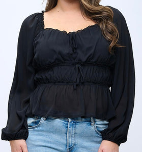 Ruched peasant blouse