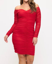 Load image into Gallery viewer, Off Shoulder Ruched Bodycon Dress
