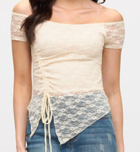 Load image into Gallery viewer, Asymmetric lace off shoulder top
