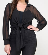 Load image into Gallery viewer, Glitter mesh front tie top
