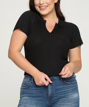 Load image into Gallery viewer, Ribbed Fitted Short Sleeve Top
