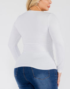 Square neck fitted long sleeve top