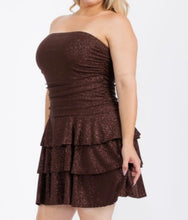 Load image into Gallery viewer, Glitter tiered ruffle tube mini dress
