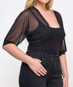 Solid mesh crop bolero