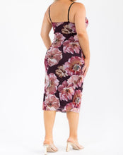 Load image into Gallery viewer, Floral mesh side slit midi dress
