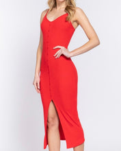 Load image into Gallery viewer, Placket rib cami midi dress
