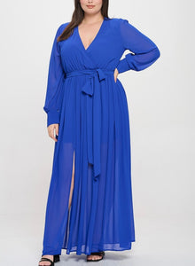 Front Slit Chiffon Maxi Dress