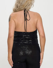 Load image into Gallery viewer, Metallic halter cowl neck top
