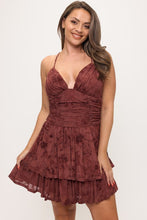 Load image into Gallery viewer, Plus Floral Flocked Tiered Mini Dress
