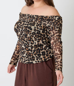 Leopard print off shoulder top