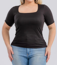 Load image into Gallery viewer, Solid square neckline short sleeve top
