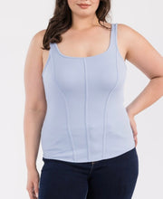 Load image into Gallery viewer, Seamless Square Neck Fitted Corset Detail Tank Top
