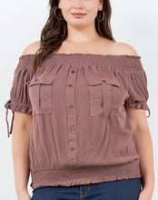 Load image into Gallery viewer, Off Shoulder Short Sleeves Smocked Top
