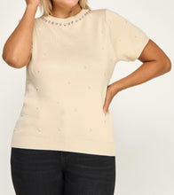 Load image into Gallery viewer, Pearl Rhinestone knit Sweater Top

