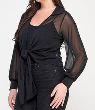 Load image into Gallery viewer, Glitter mesh front tie top
