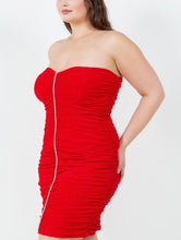 Load image into Gallery viewer, Ruched rhinestones center tube dress
