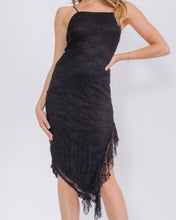 Load image into Gallery viewer, Lace side slit ruffle trim midi dress
