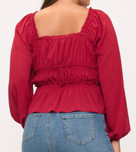 Load image into Gallery viewer, Ruched peasant blouse
