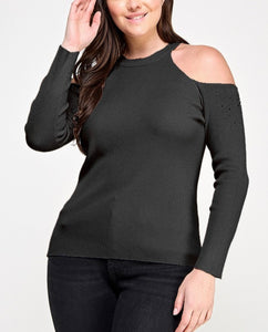 Cold shoulder sweater knit top