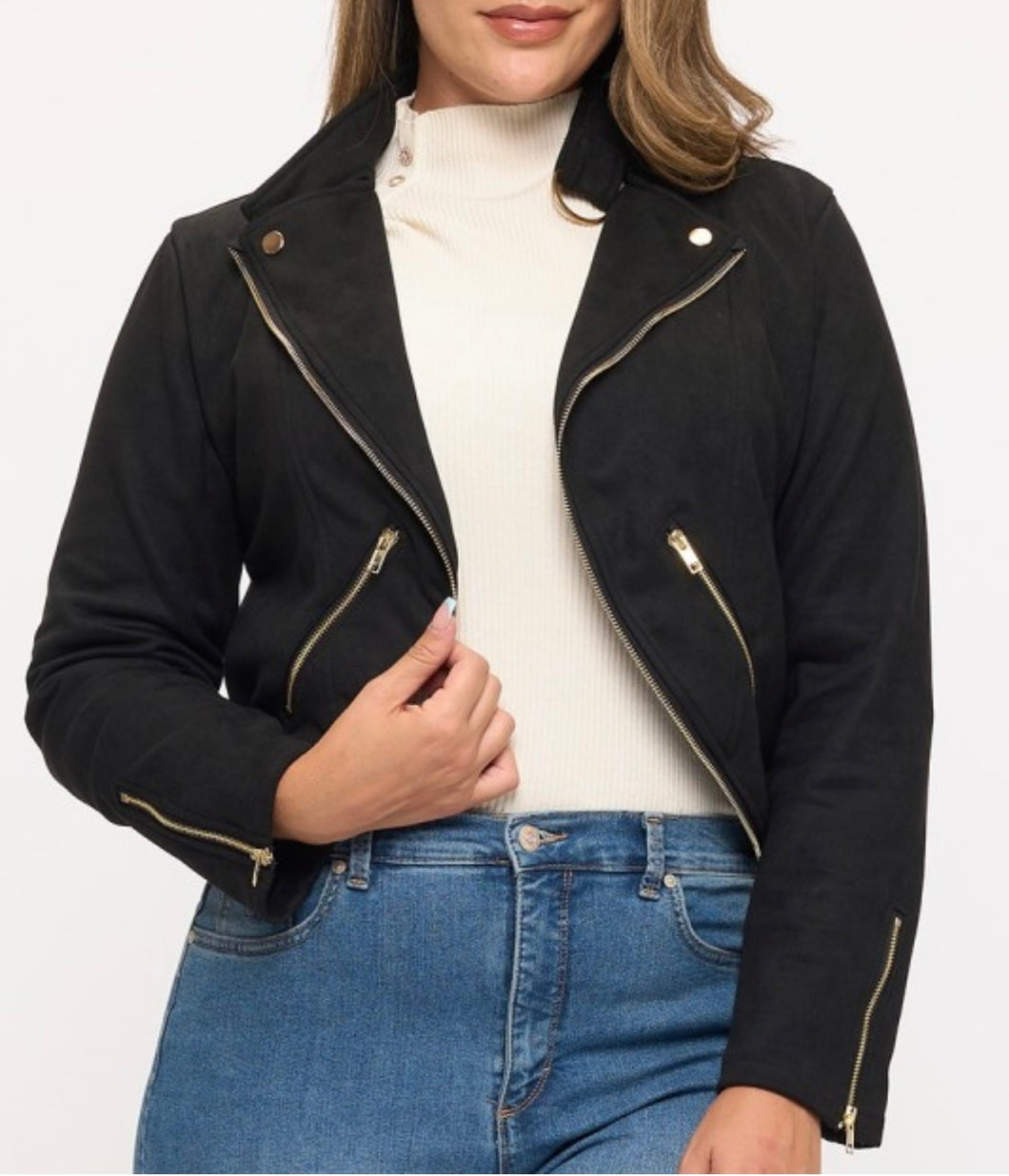Faux Suede Cropped Jacket