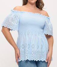Load image into Gallery viewer, Off shoulder eyelet top
