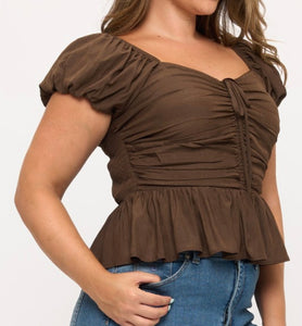 Ruched peplum blouse