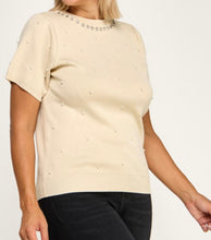 Load image into Gallery viewer, Pearl Rhinestone knit Sweater Top
