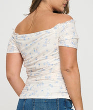 Load image into Gallery viewer, Floral mesh off shoulder top
