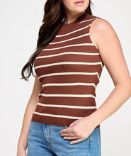 Load image into Gallery viewer, Mock neck striped sweater knit top
