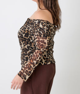 Leopard print off shoulder top