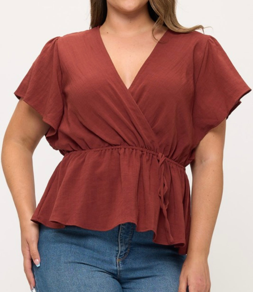 Solid flutter sleeve top