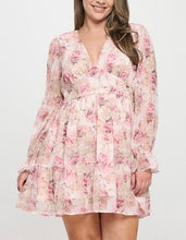 Load image into Gallery viewer, Floral chiffon ruffle hem mini dress
