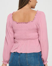 Load image into Gallery viewer, Ruched front ruffle trim top
