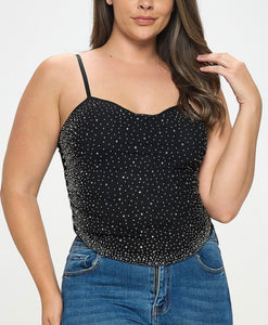 Mesh Rhinestone Cami Top