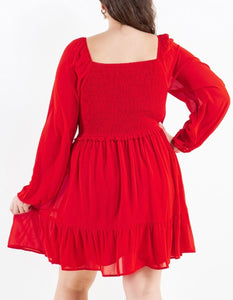 Solid Smocked Bodice Dress