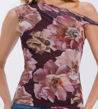 Load image into Gallery viewer, Floral mesh off shoulder twist sleeve top
