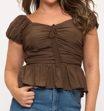 Load image into Gallery viewer, Ruched peplum blouse
