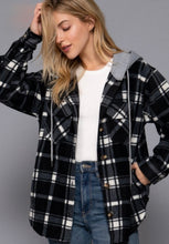 Load image into Gallery viewer, Plaid Print Hoodie Fleece Jacket
