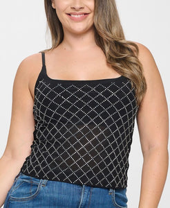 Rhinestone cami crop top