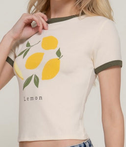 Fruit print ringer top