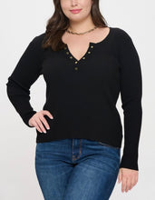 Load image into Gallery viewer, Henley sweater long sleeve knit top
