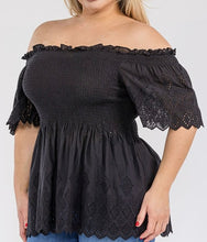 Load image into Gallery viewer, Off shoulder eyelet top
