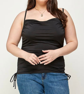Ruched cowl neck cami top