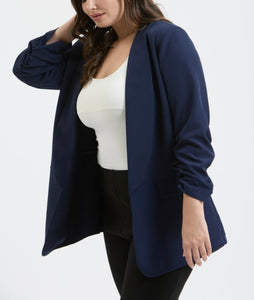 Ruched 3/4 sleeve blazer