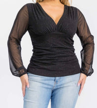 Load image into Gallery viewer, Glitter mesh ruched top
