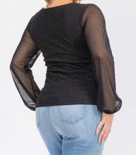 Load image into Gallery viewer, Glitter mesh ruched top
