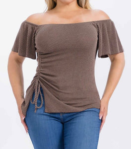 Urban rib off shoulder top
